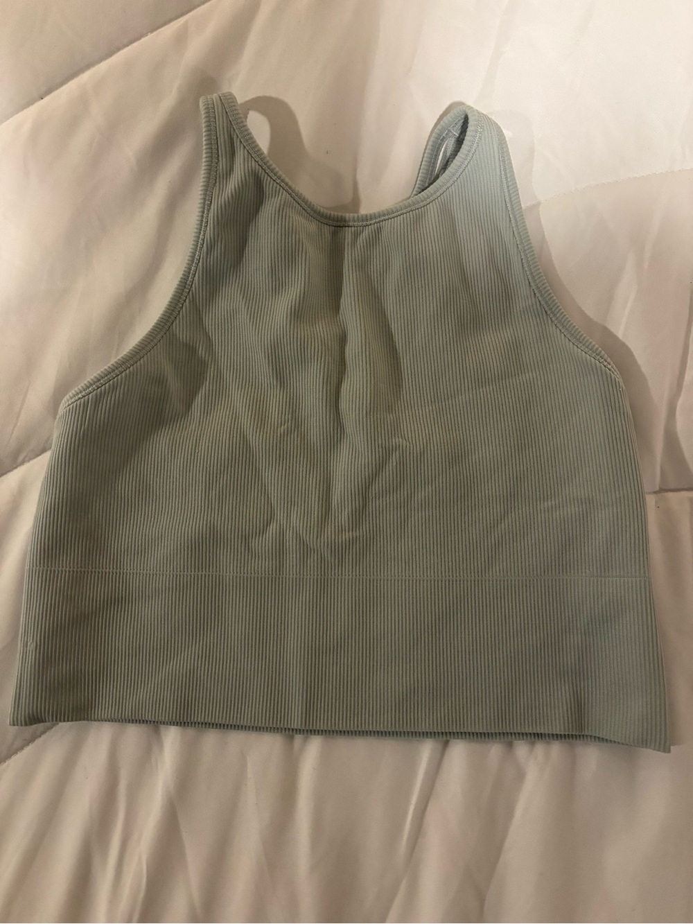 Ribbed Cropped Tank Top in Sage Green no size tag